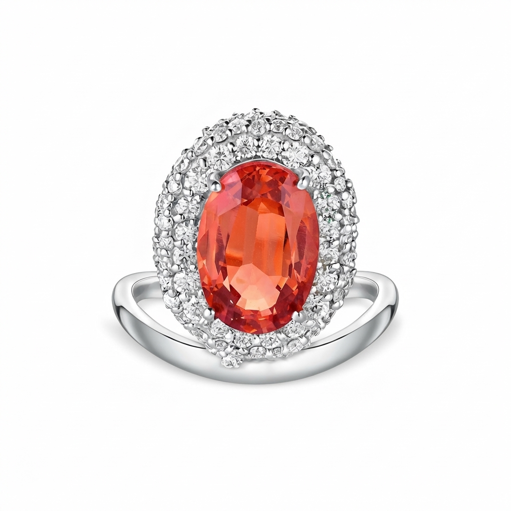 Velara Crest Ring – Orange Padparadscha Sapphire
