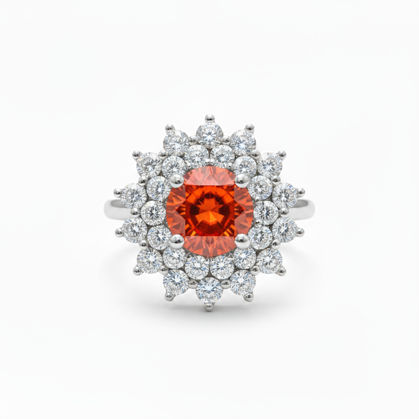 Juno Flower Ring – Orange Padparadscha Sapphire