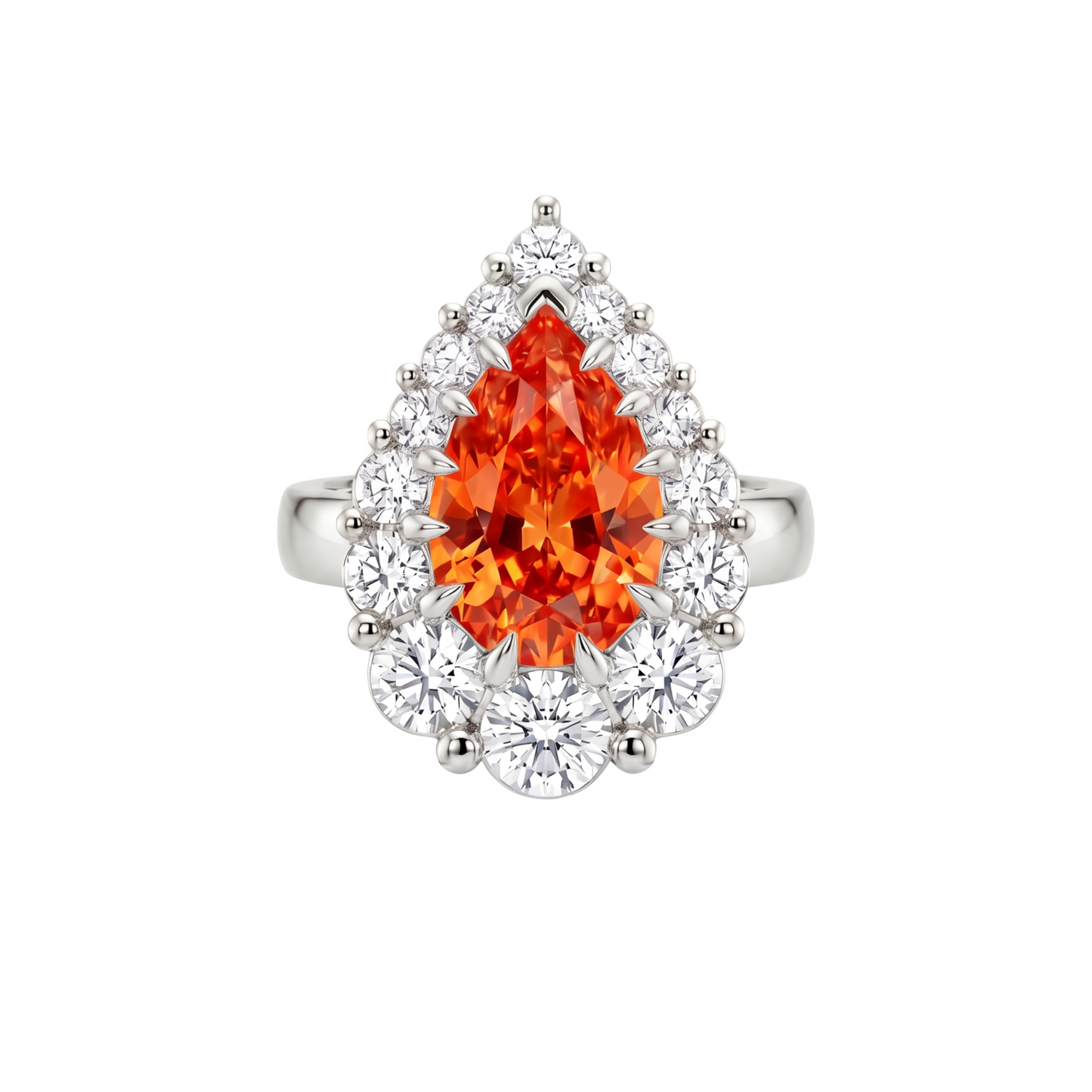 Nova Halo Ring – Orange Padparadscha Sapphire