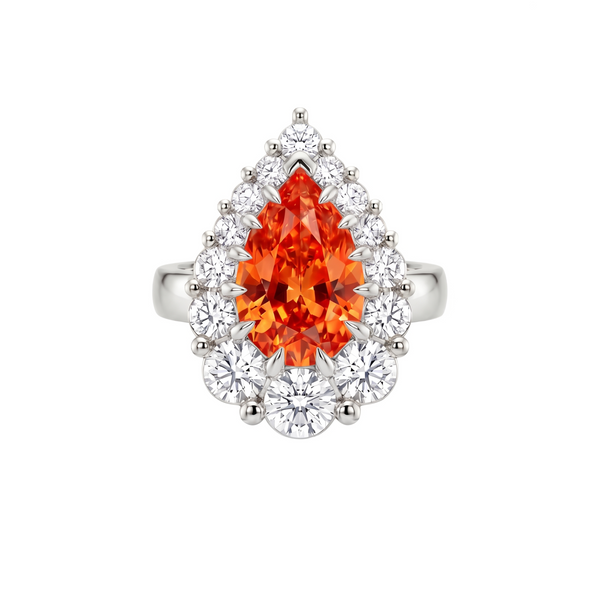 Nova Halo Ring – Orange Padparadscha Sapphire