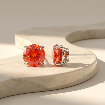 Juno Stud Earrings – Orange Padparadscha Sapphire