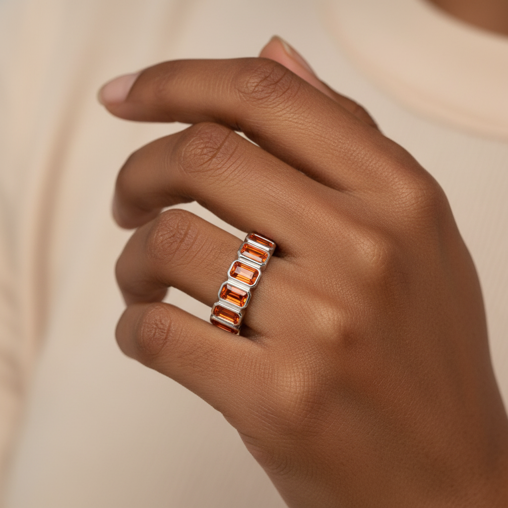 Nexus Vertical Eternity Ring – Orange Padparadscha Sapphire