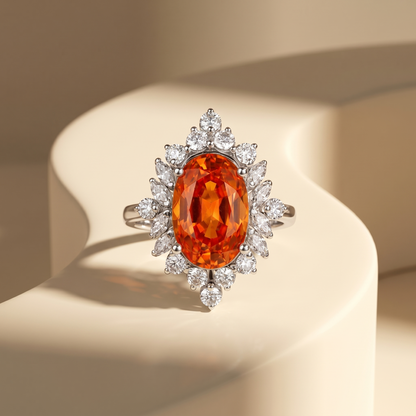 Velara Crown Ring – Orange Padparadscha Sapphire