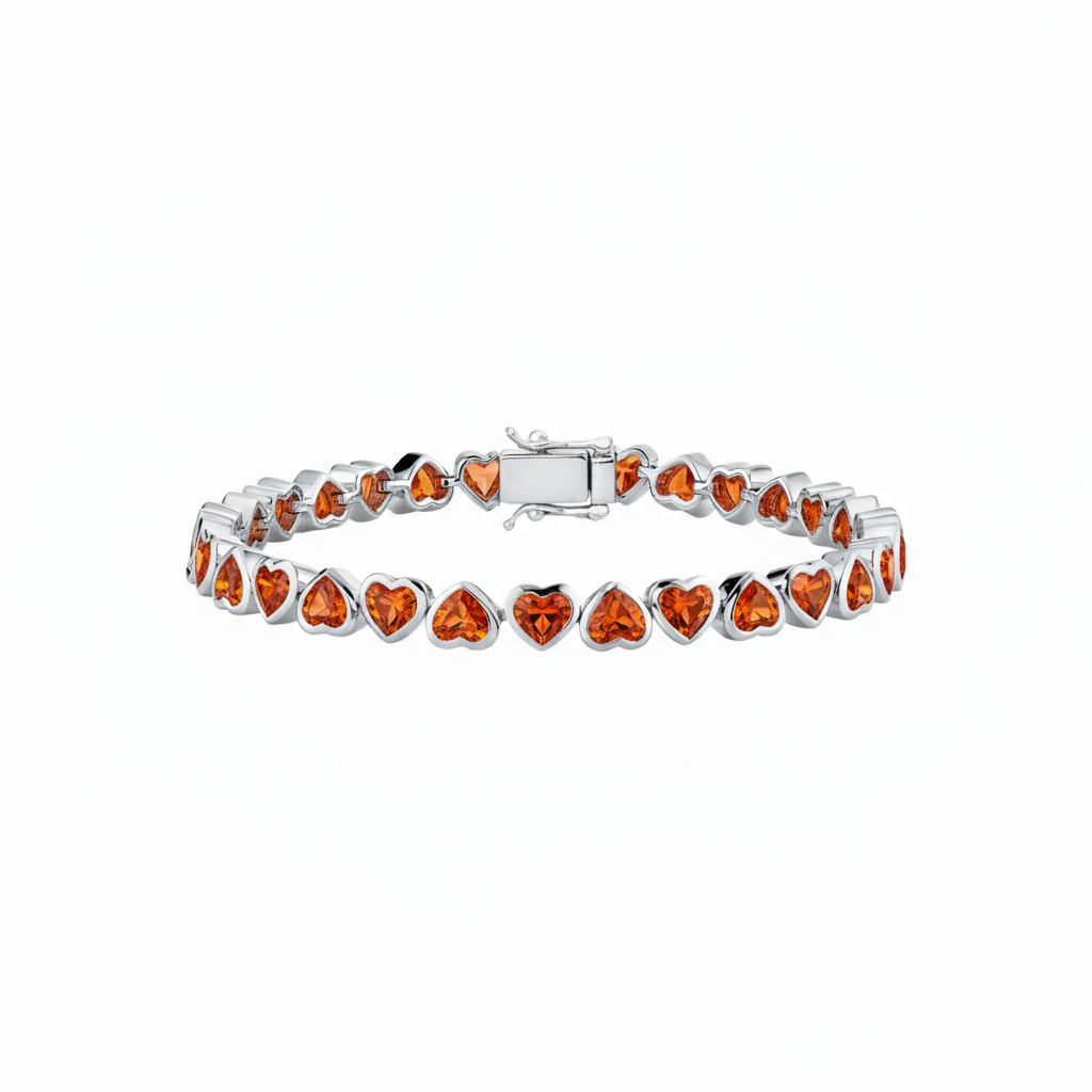 Amore Frame Tennis Bracelet – Orange Padparadscha Sapphire