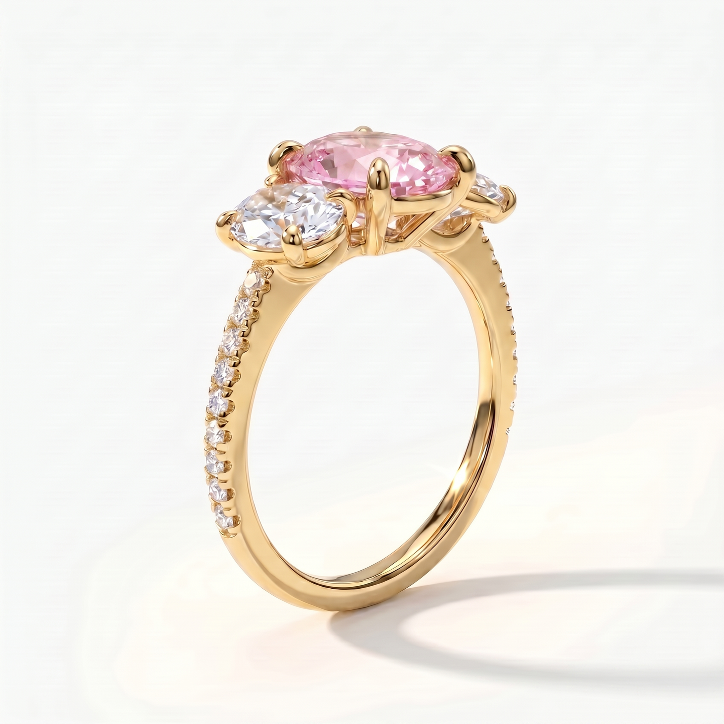 Velara Trilogy Pavé Ring – Light Pink Sapphire