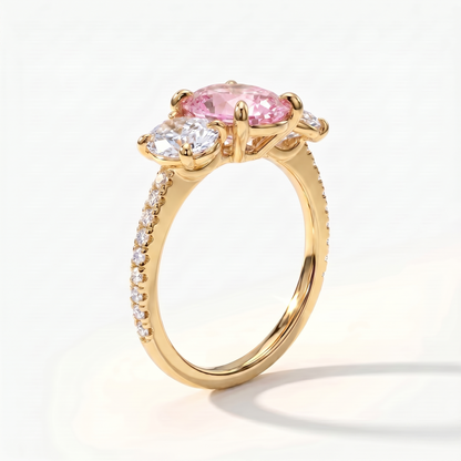 Velara Trilogy Pavé Ring – Light Pink Sapphire