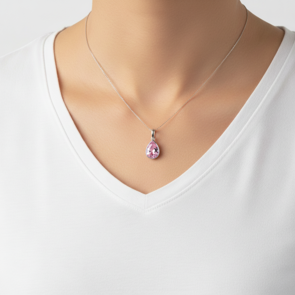 Nova Bold Solitaire Pendant – Light Pink Sapphire