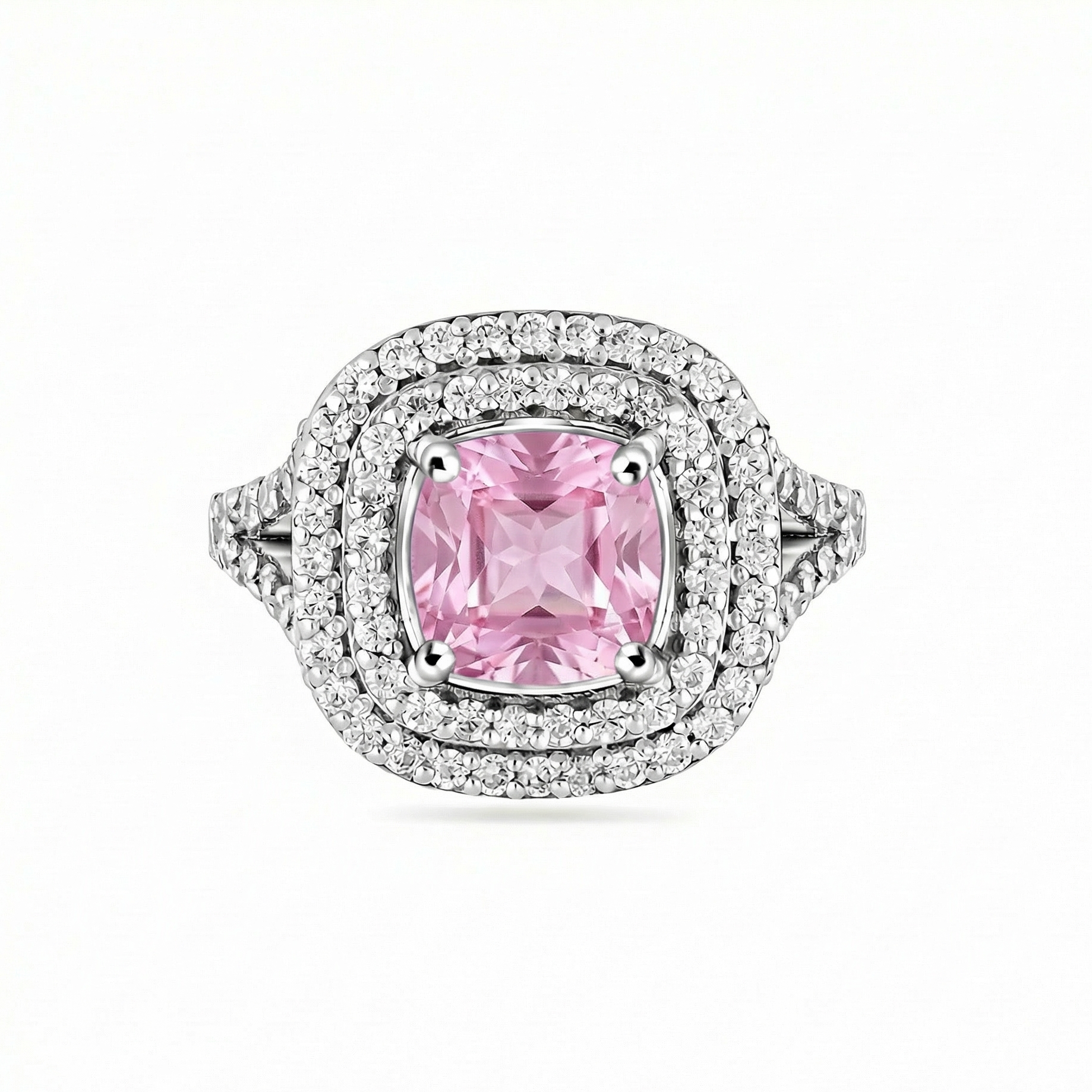 Aria Double Halo Ring – Light Pink Sapphire