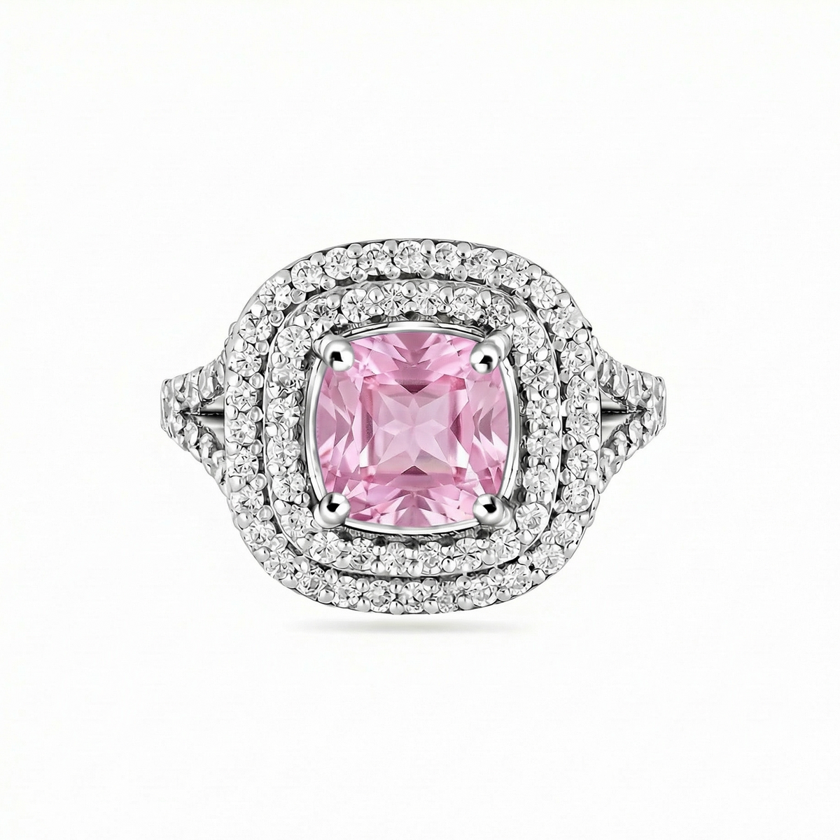 Aria Double Halo Ring – Light Pink Sapphire