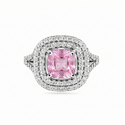Aria Double Halo Ring – Light Pink Sapphire