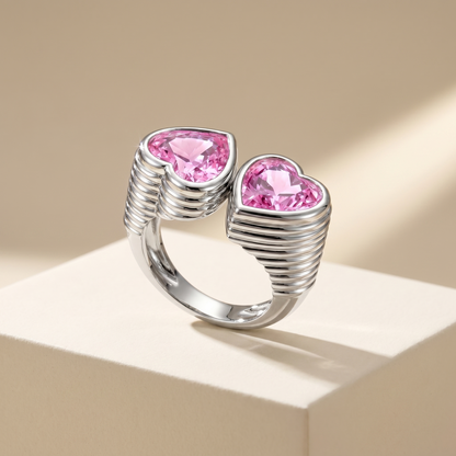 Amore Double Signet Ring – Light Pink Sapphire