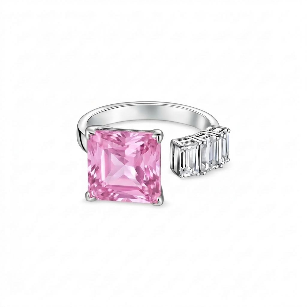 Aria Princess Open Ring – Light Pink Sapphire