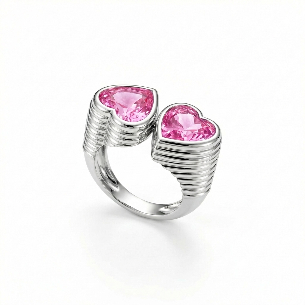 Amore Double Signet Ring – Light Pink Sapphire