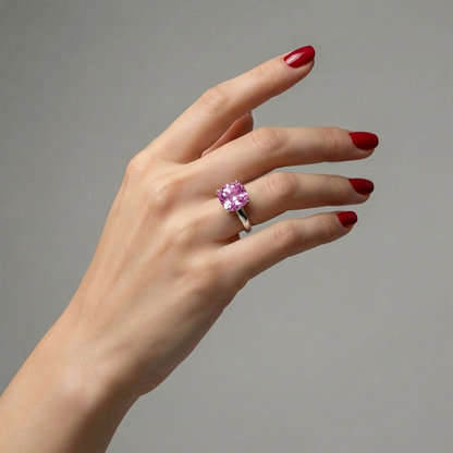 Aria Cushion Solitaire Ring – Light Pink Sapphire