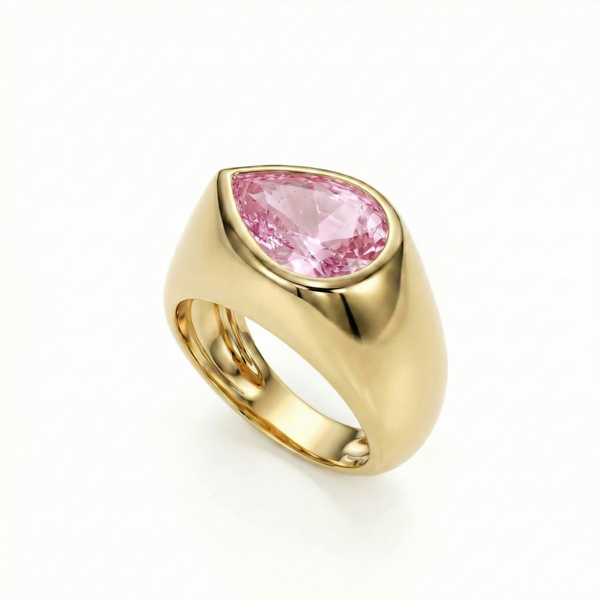 Nova Lateral Signet Ring – Light Pink Sapphire