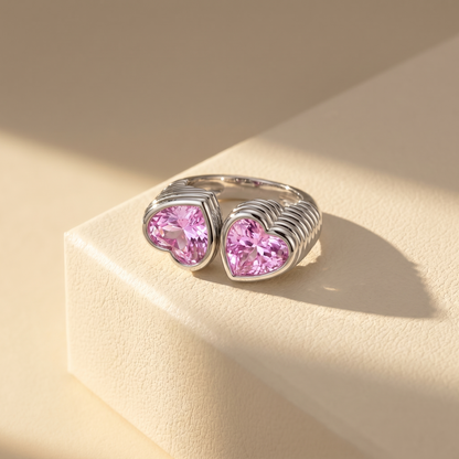Amore Double Signet Ring – Light Pink Sapphire