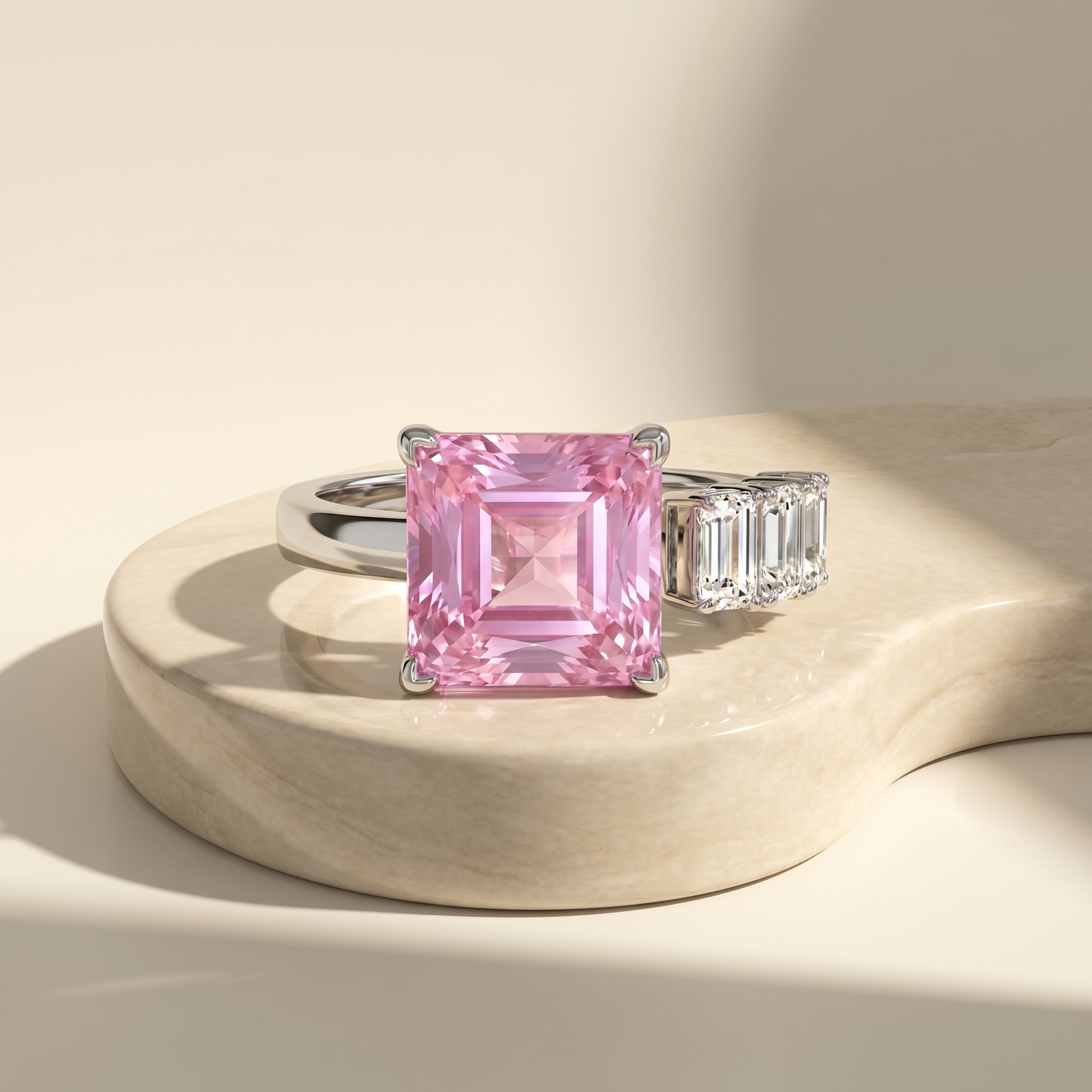 Aria Princess Open Ring – Light Pink Sapphire