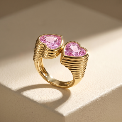 Amore Double Signet Ring – Light Pink Sapphire