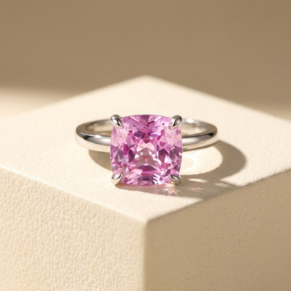 Aria Cushion Solitaire Ring – Light Pink Sapphire