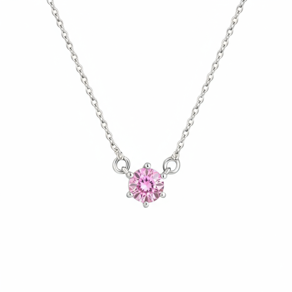 Juno Solitaire Necklace – Light Pink Sapphire