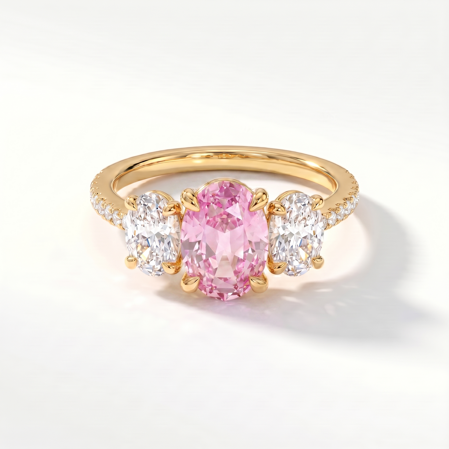Velara Trilogy Pavé Ring – Light Pink Sapphire