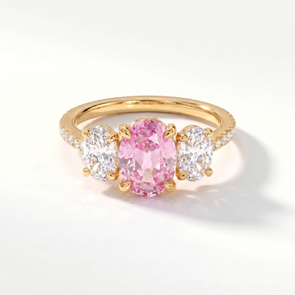 Velara Trilogy Pavé Ring – Light Pink Sapphire