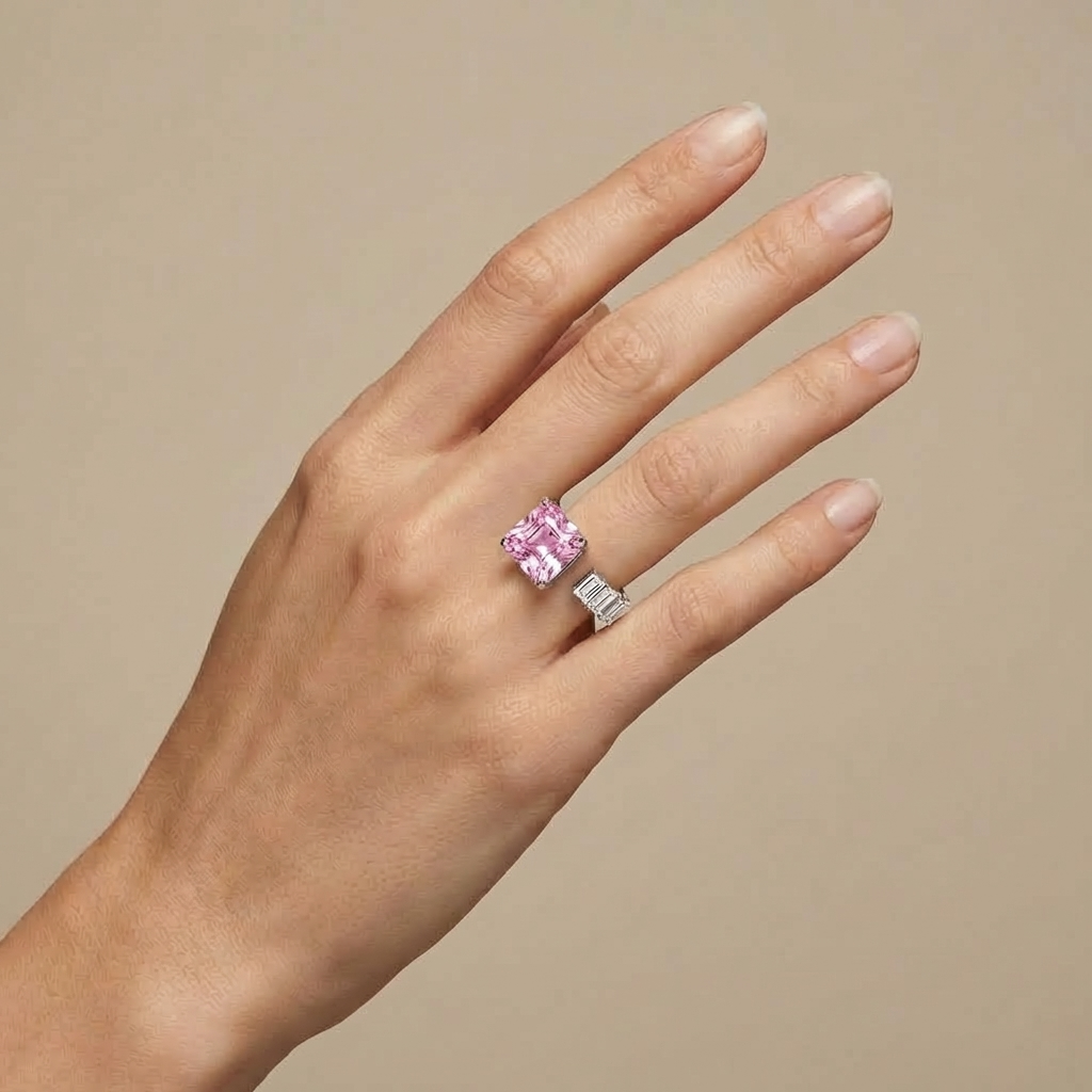 Aria Princess Open Ring – Light Pink Sapphire
