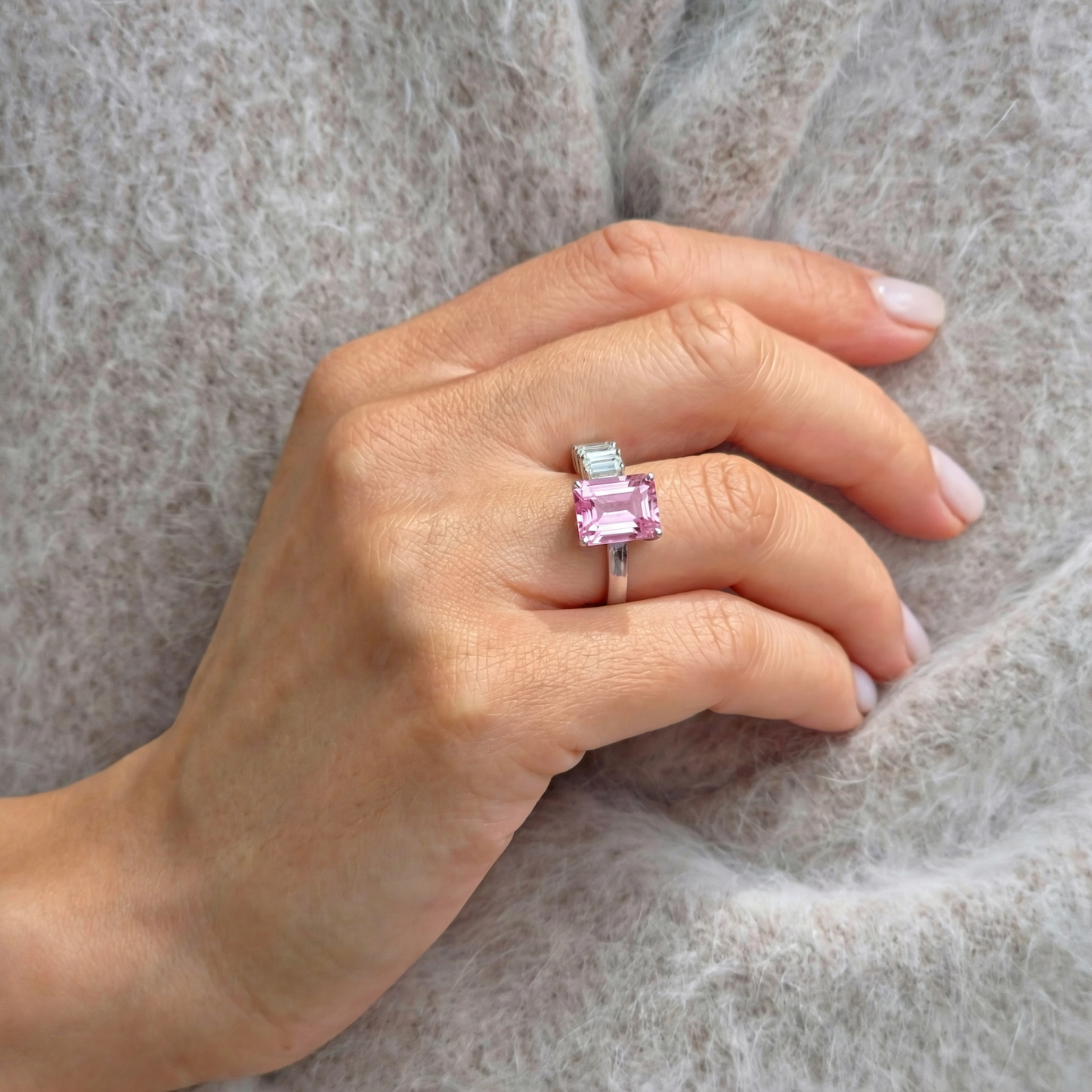 Nexus Open Ring – Light Pink Sapphire