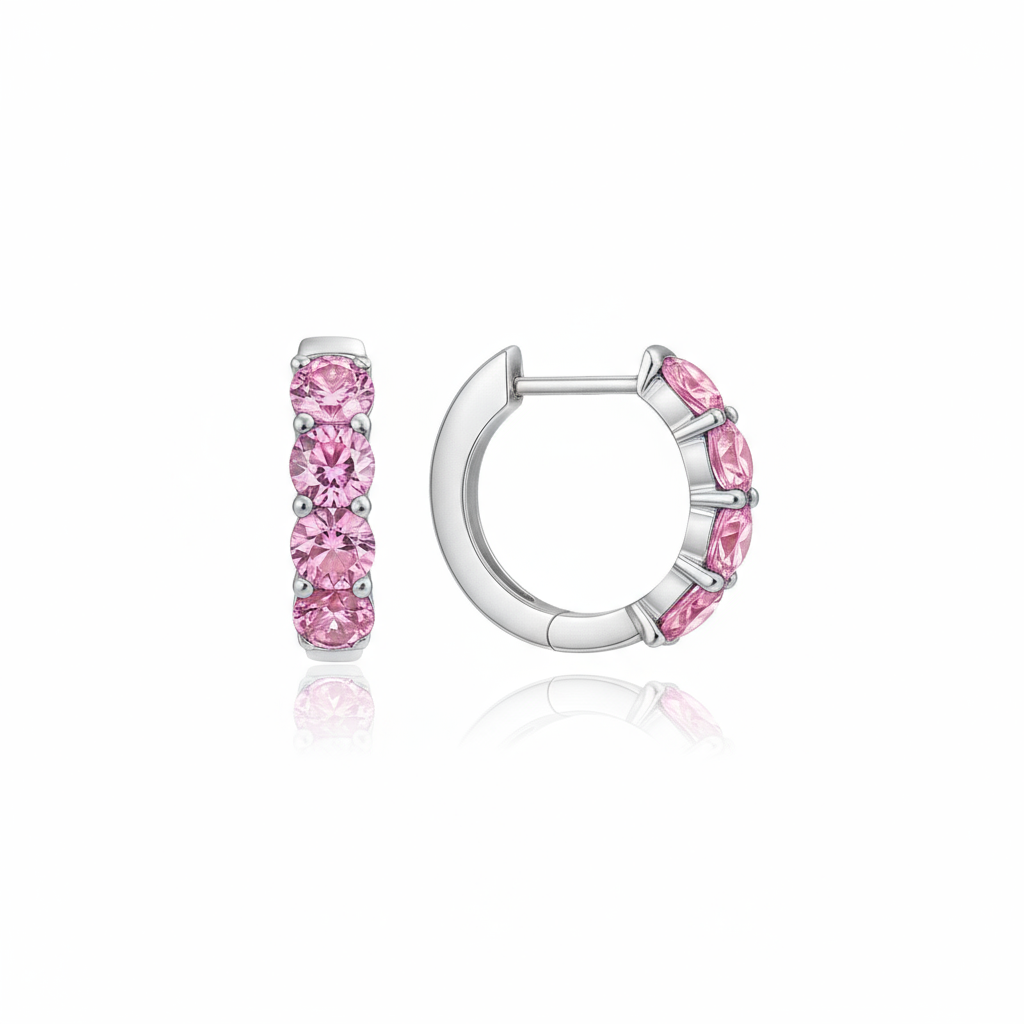 Linea Chunky Hoop Earrings – Light Pink Sapphire