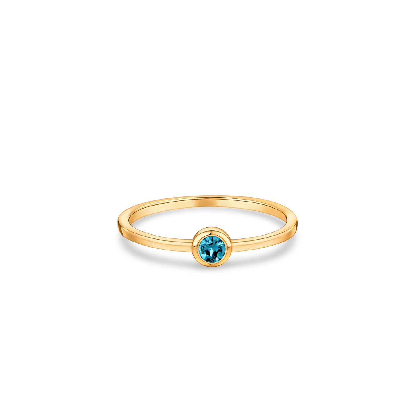 Forma Mini Solitaire Ring – Teal Blue Spinel