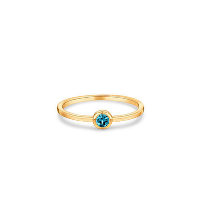 Forma Mini Solitaire Ring – Teal Blue Spinel