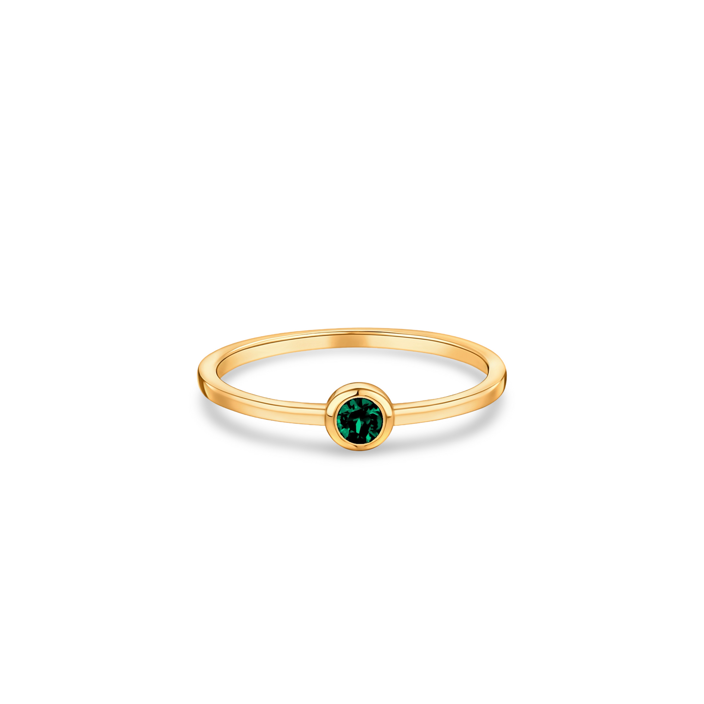 Forma Mini Solitaire Ring – Zambian Green Emerald