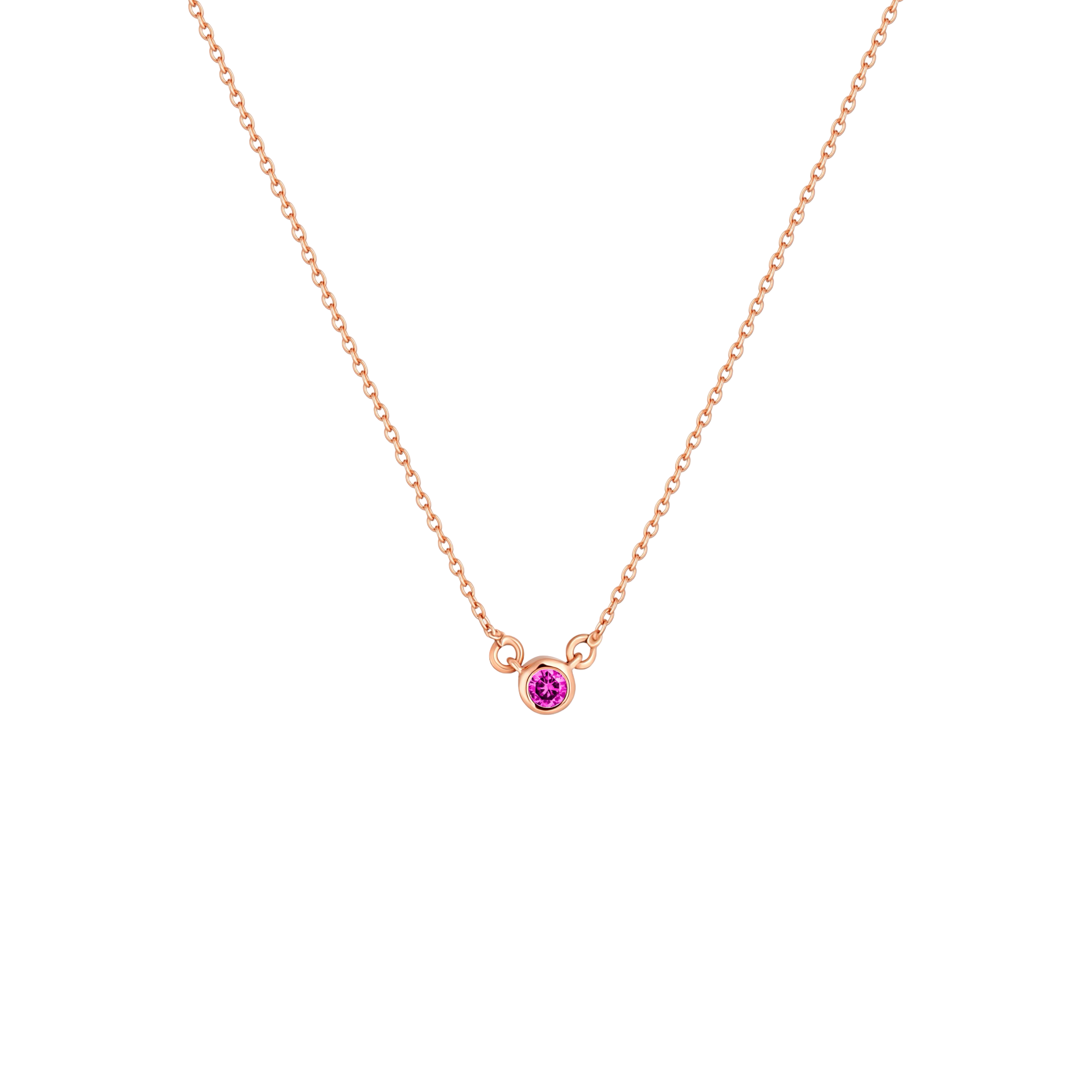 Forma Mini Solitaire Necklace – Vivid Pink Sapphire