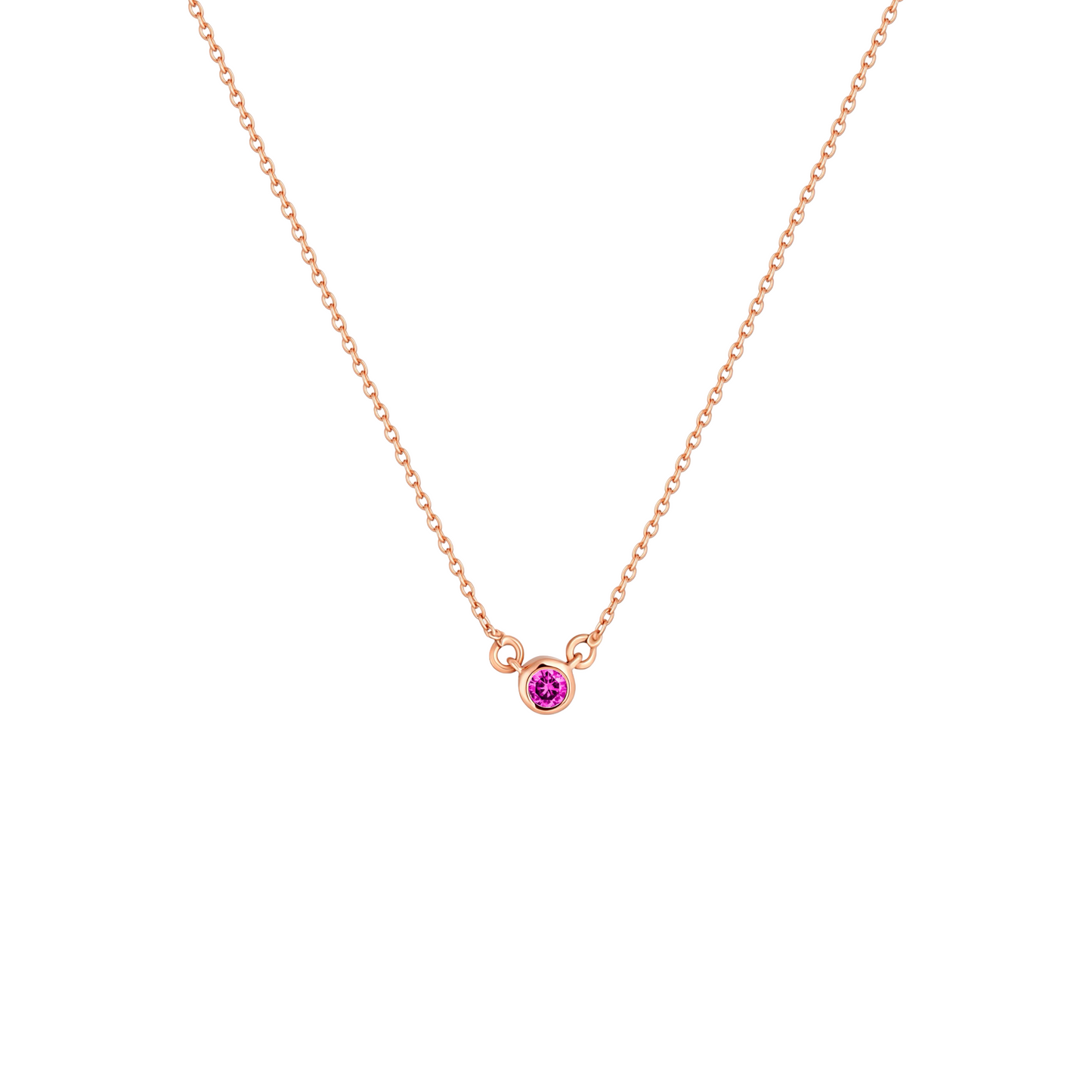 Forma Mini Solitaire Necklace – Vivid Pink Sapphire