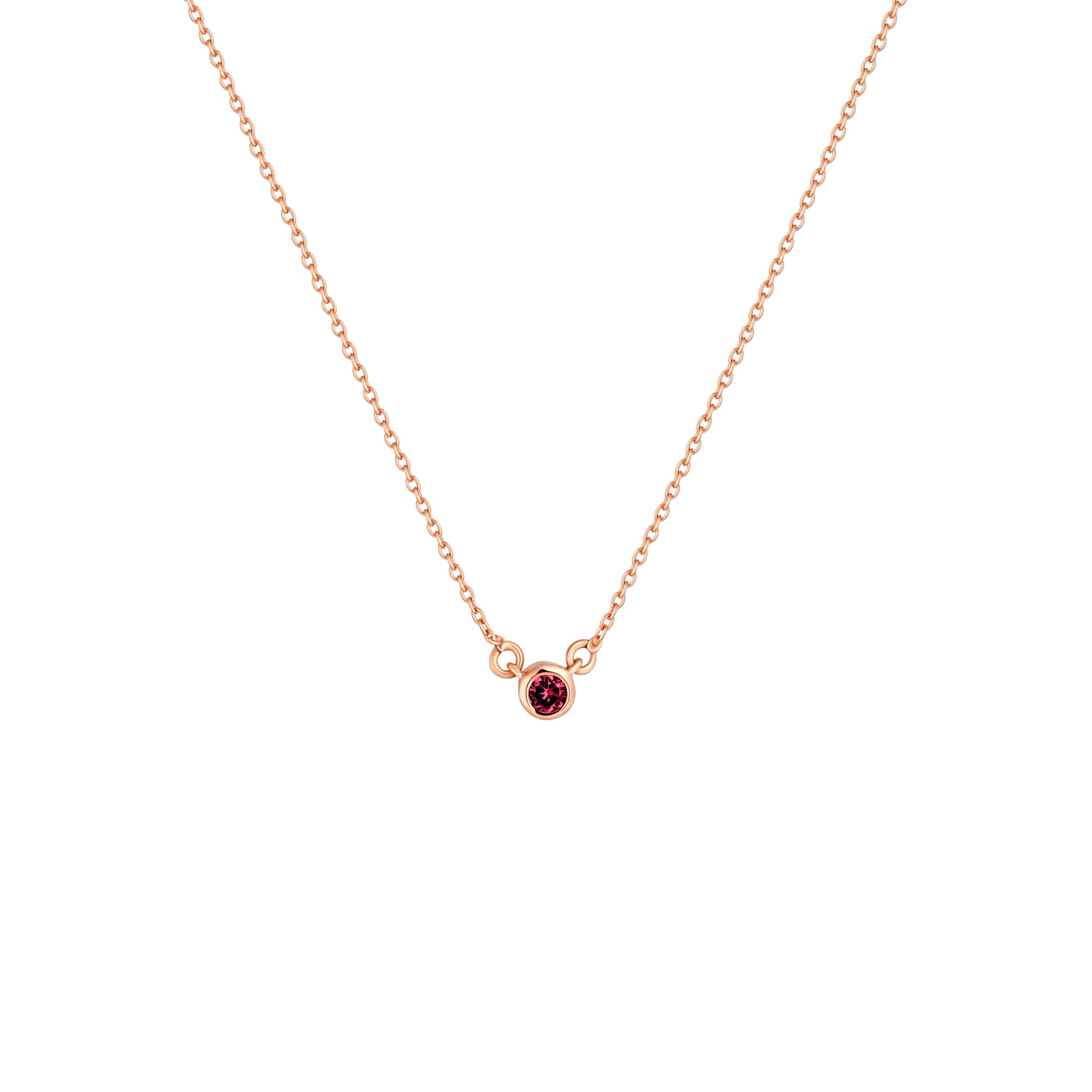 Forma Mini Solitaire Necklace – Deep Red Garnet