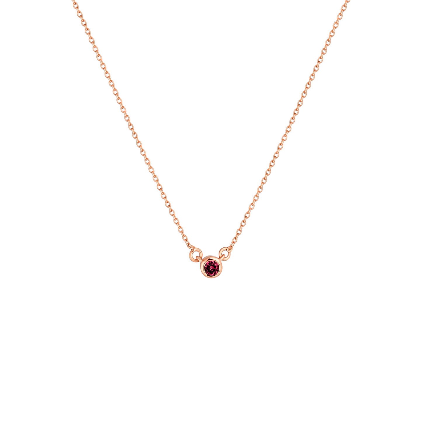 Forma Mini Solitaire Necklace – Deep Red Garnet