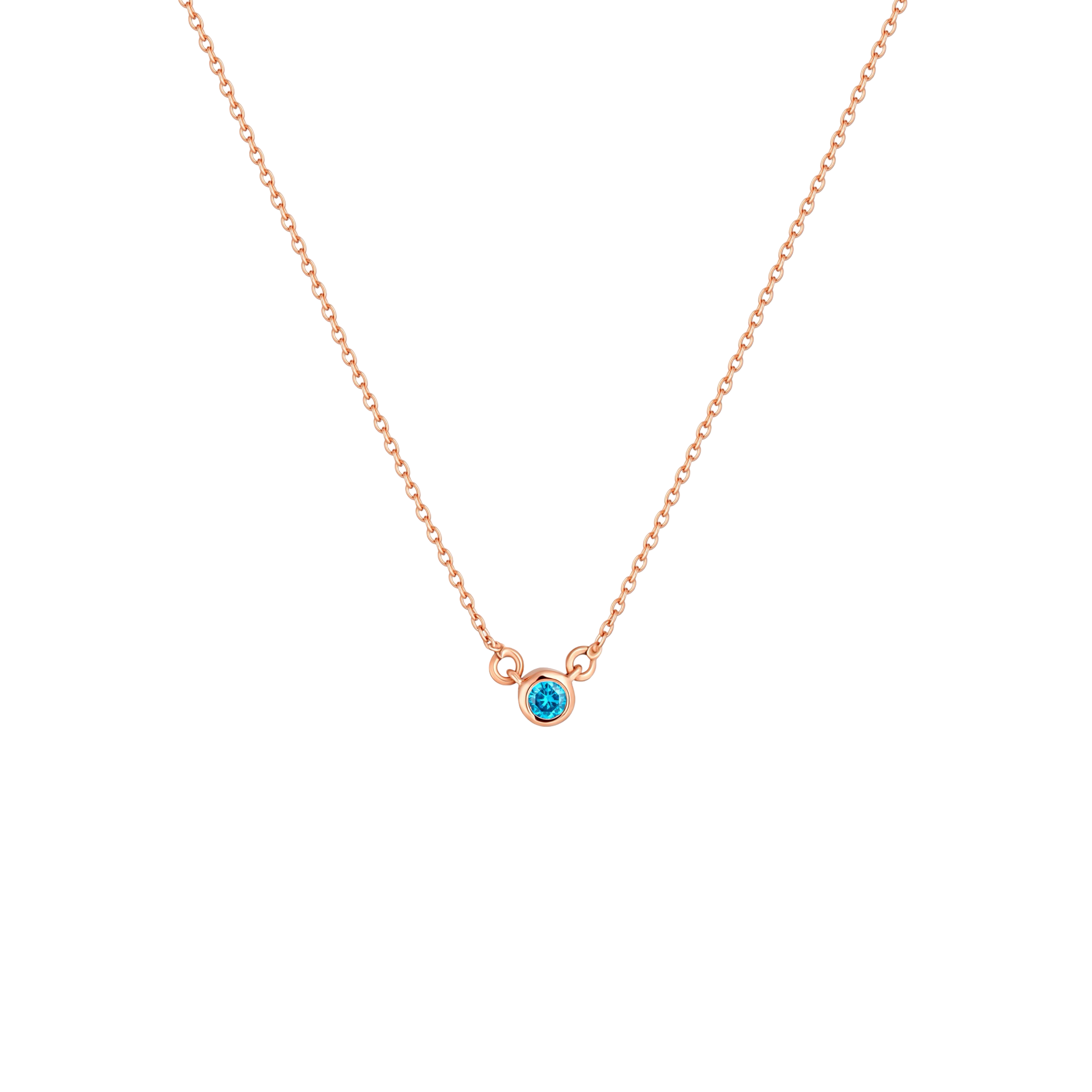 Forma Mini Solitaire Necklace – Teal Blue Spinel
