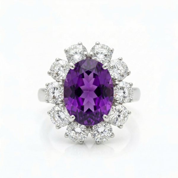 Velara Grand Halo Ring – Purple Sapphire
