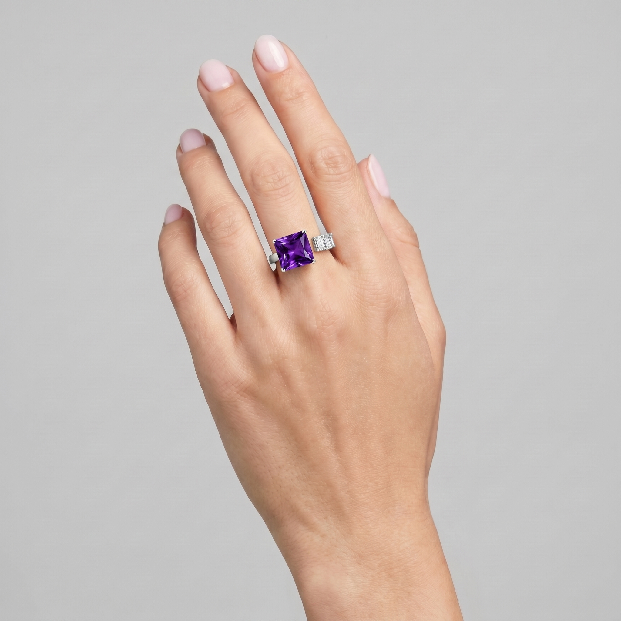 Aria Princess Open Ring – Purple Sapphire