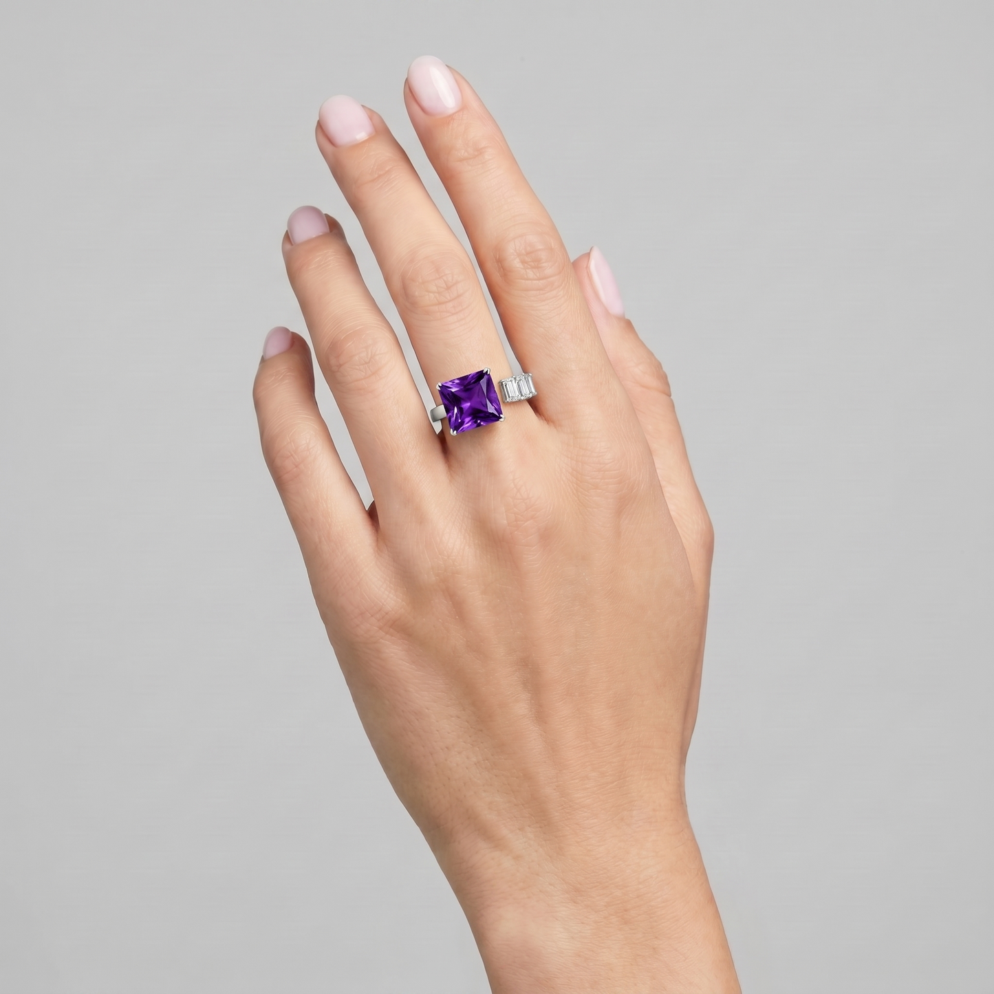 Aria Princess Open Ring – Purple Sapphire