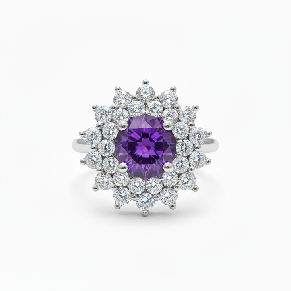 Juno Flower Ring – Purple Amethyst