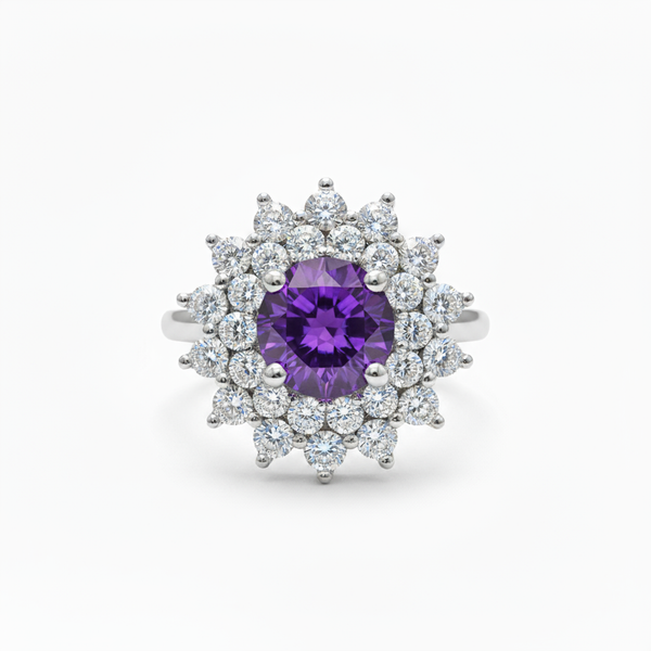 Juno Flower Ring – Purple Sapphire