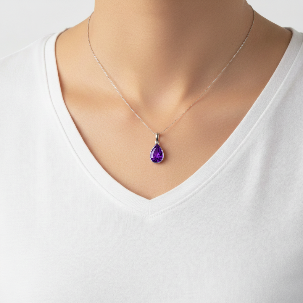 Nova Bold Solitaire Pendant – Purple Amethyst