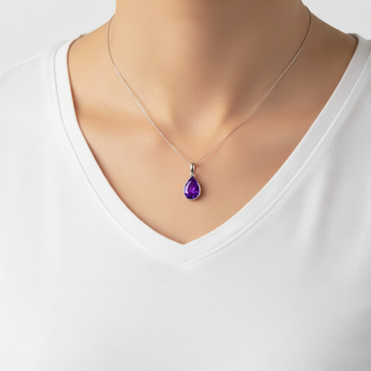 Nova Bold Solitaire Pendant – Purple Sapphire