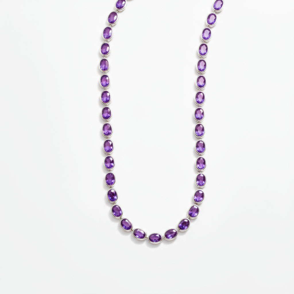 Velara Frame Tennis Necklace – Purple Amethyst