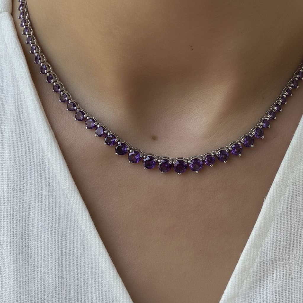 Juno Graduated Tennis Necklace – Purple Amethyst