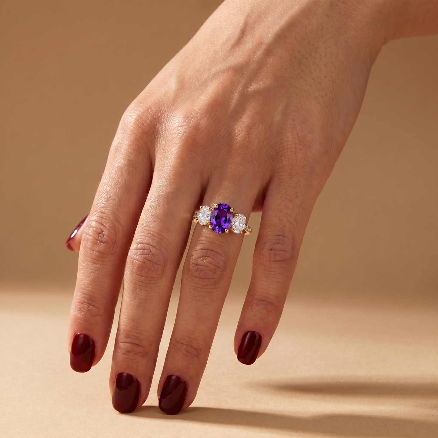 Velara Trilogy Pavé Ring – Purple Sapphire