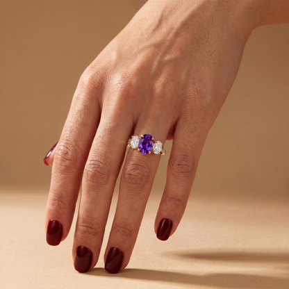 Velara Trilogy Pavé Ring – Purple Sapphire