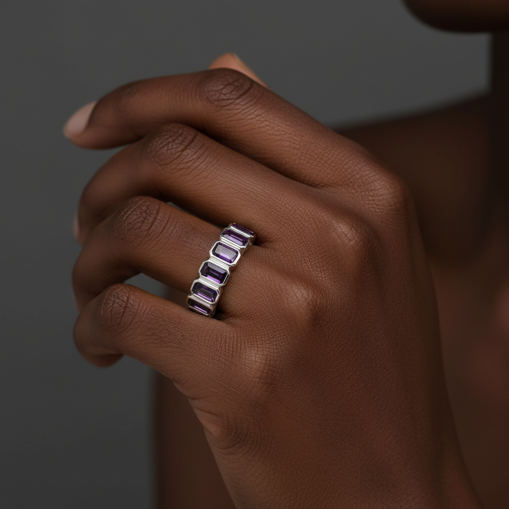 Nexus Vertical Eternity Ring – Purple Amethyst