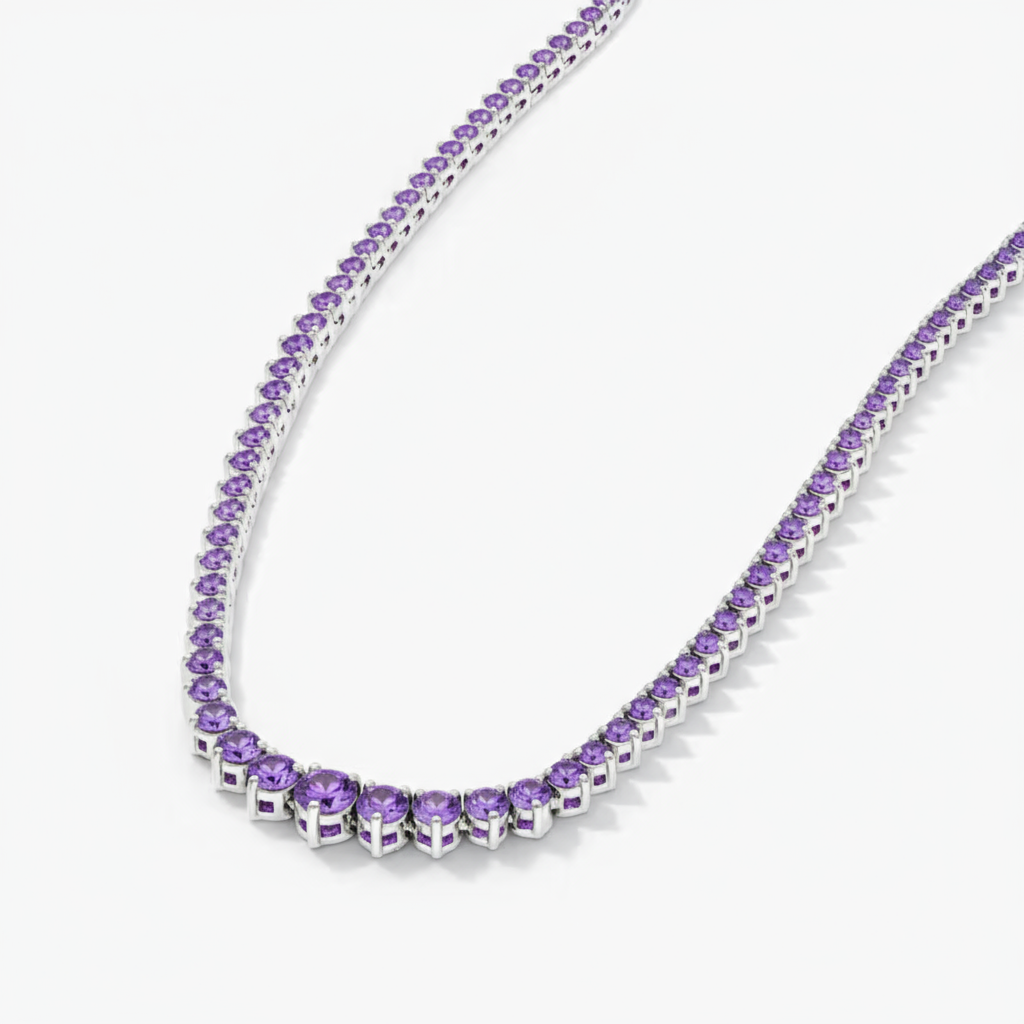 Juno Graduated Tennis Necklace – Purple Amethyst